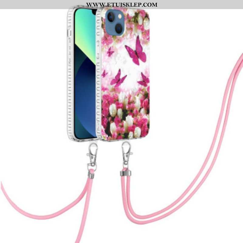 Etui do iPhone 14 Pro ze Sznurkiem Motyle W Stylu Sznurka